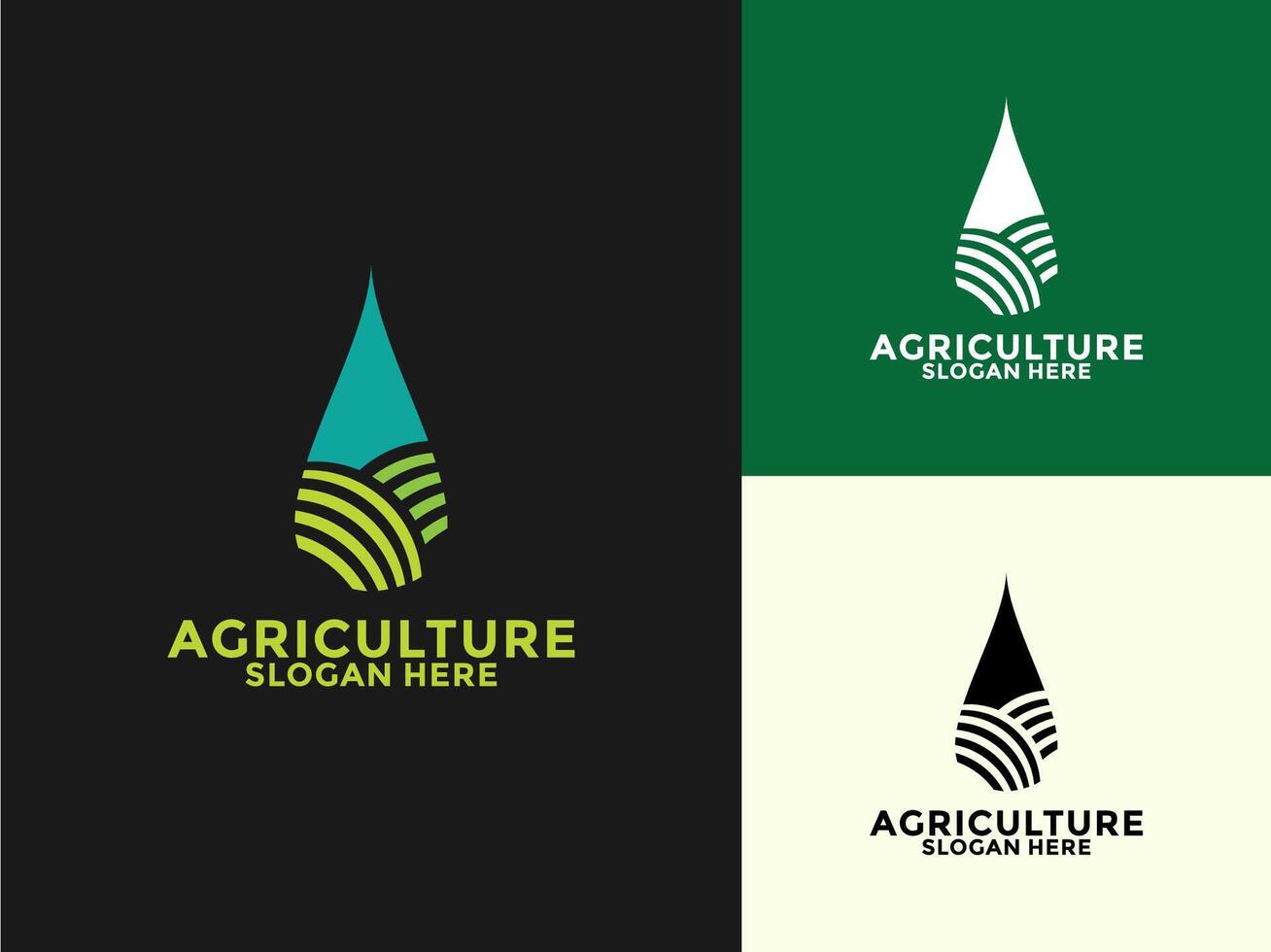 Water drop with field and Plant logo design template for farming, agriculture, farm field, natural harvest, farmer and more vector