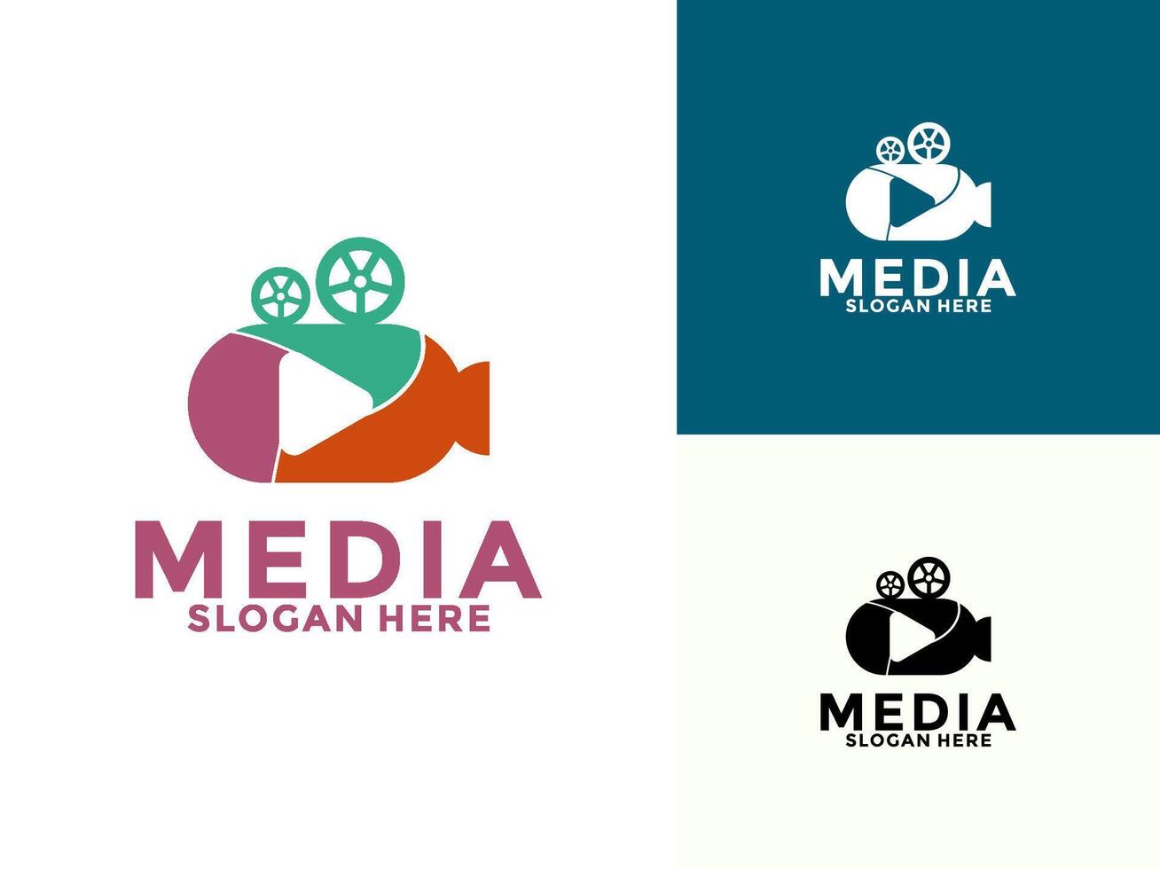 Camera with Play button logo icon , Cinema Logo template design vector