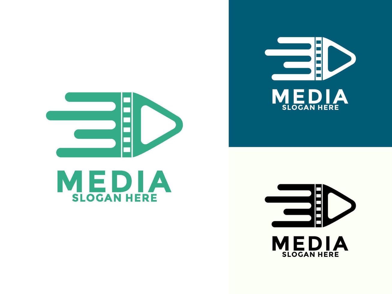 Fast Play button with Roll Film logo icon , Cinema Logo template design vector