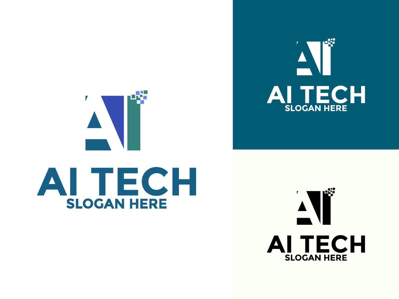 Letter AI Artificial intelligence Abstract Technology Analysis logo design concept. AI technology logotype symbol vector