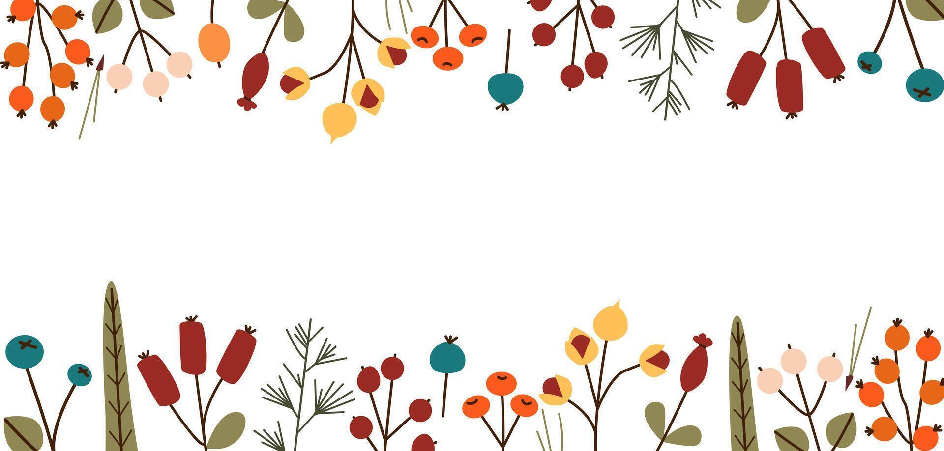 Autumn fall background with golden, red and orange autumn with cute cozy design elements isolated on white background with place for text. illustration vector