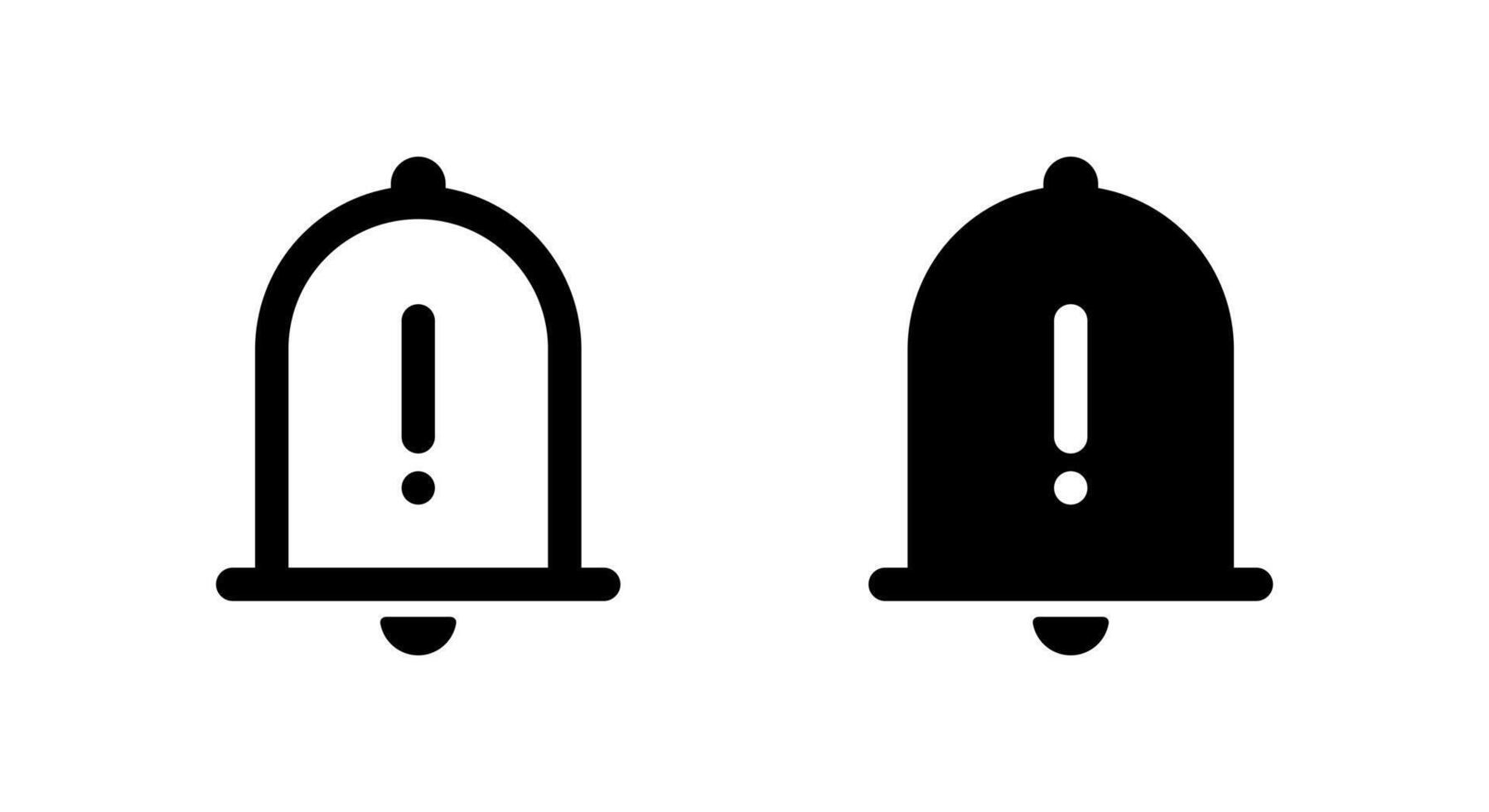 Warning bell icon in generic style. Alert notification sign symbol. Exclamation mark on bells vector