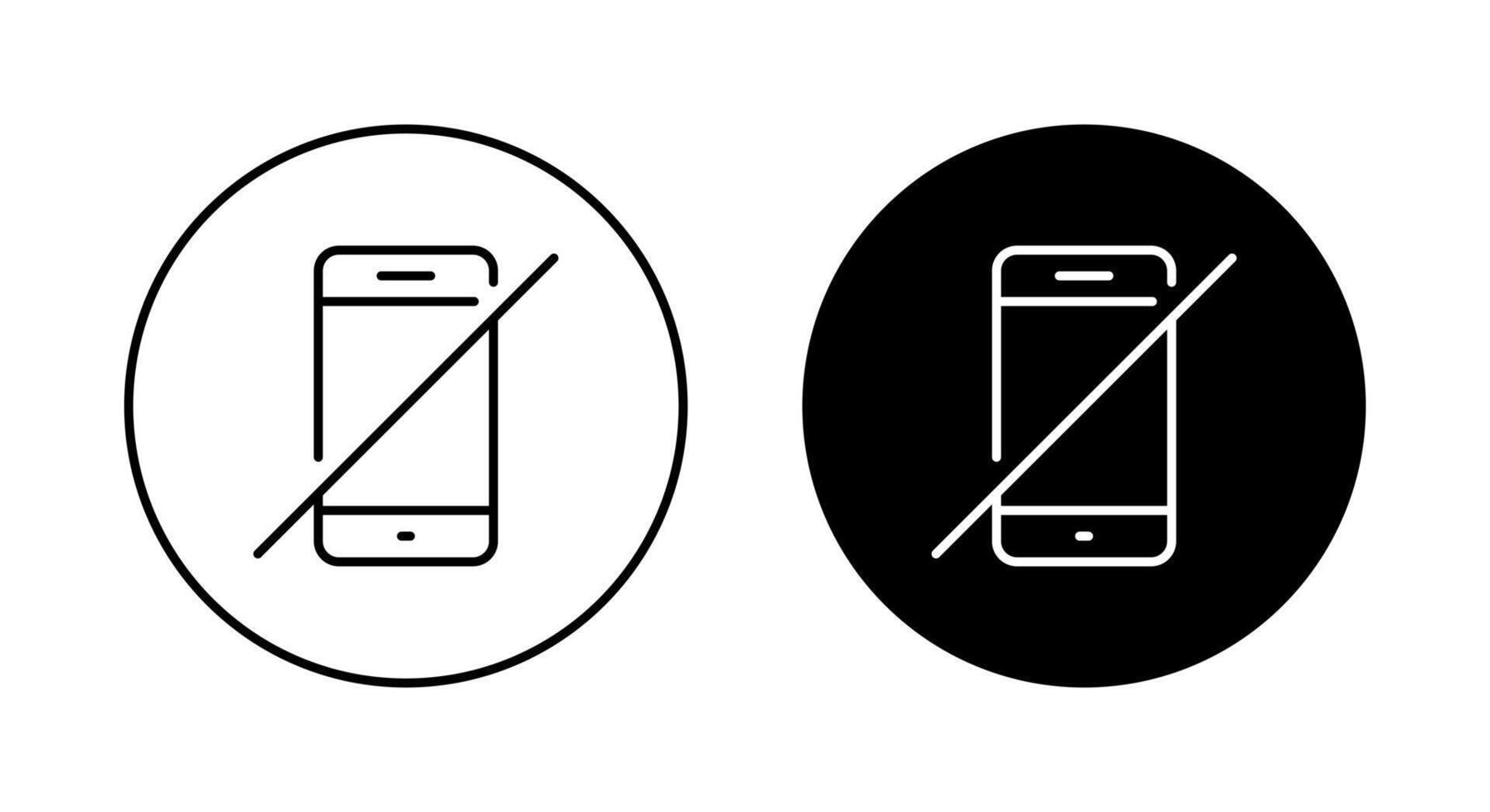 No phone line icon on black circle. Turn off cellphone sign symbol vector