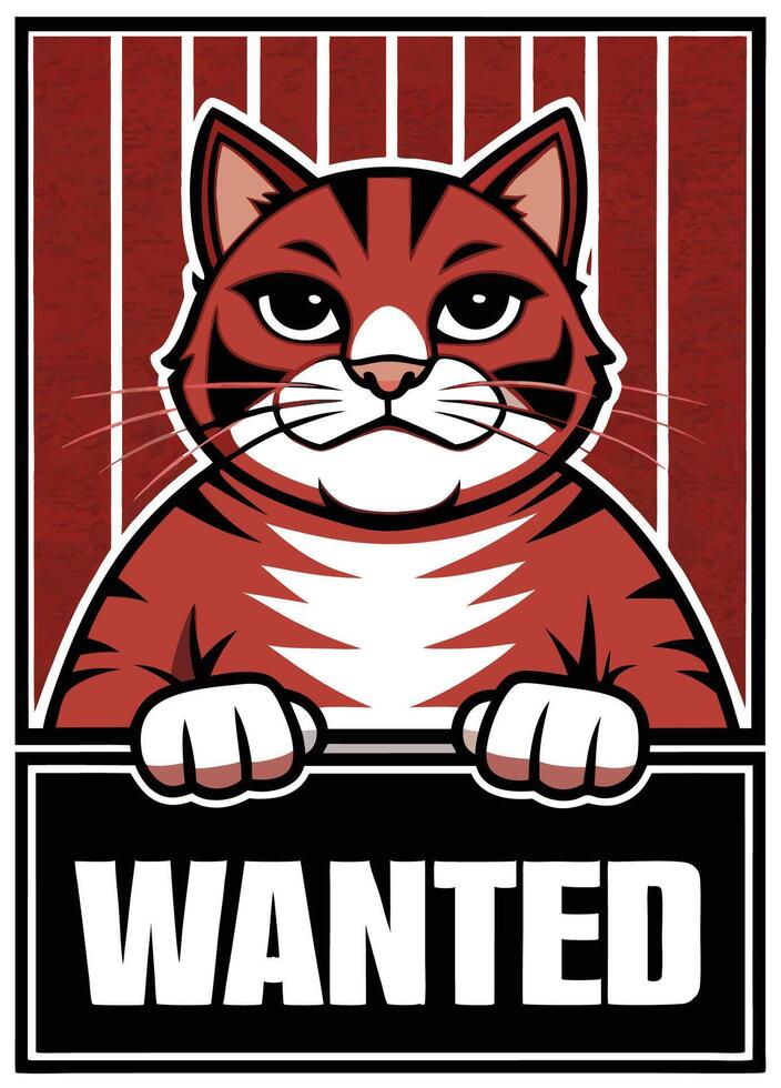 a wanted poster with a cat in front of it vector
