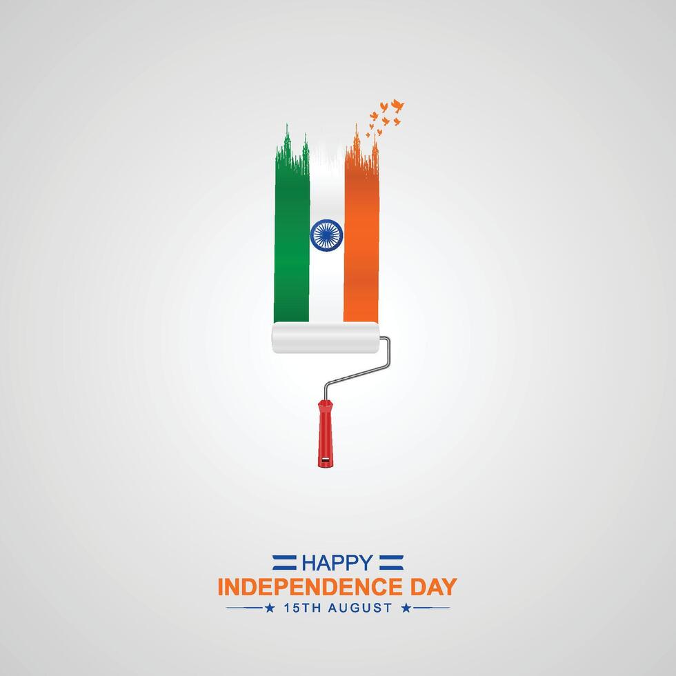Celebrate, Indian Independence Day, Poster, with Vibrant Flag Greeting Card vector