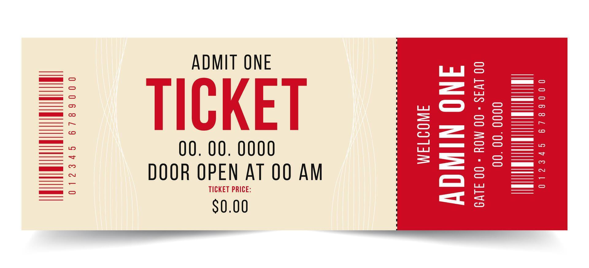 Ticket sample design. Cinema, theater, casino, concert, game, party, event, festival gold ticket, Invite ticket for casino club, vector
