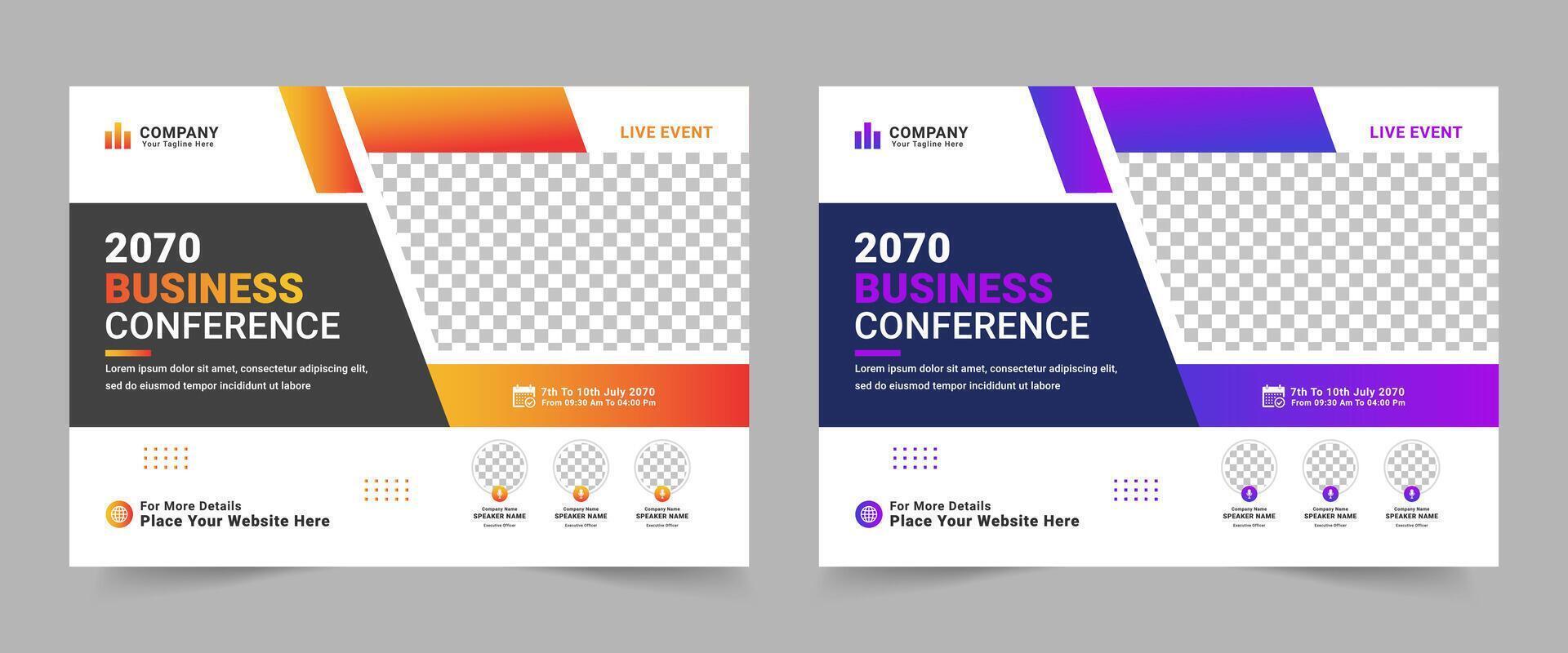 Business conference flyer template, Annual corporate business workshop, meeting, training, poster, leaflet, banner, presentation. vector