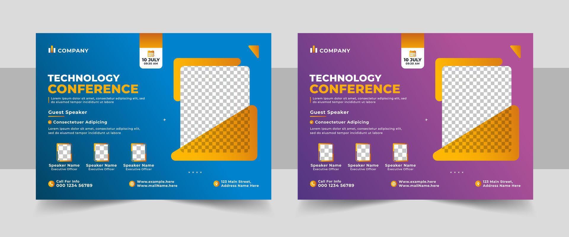 Corporate business conference flyer template or online webinar event conference social media banner layout. Business conference flyer template design vector
