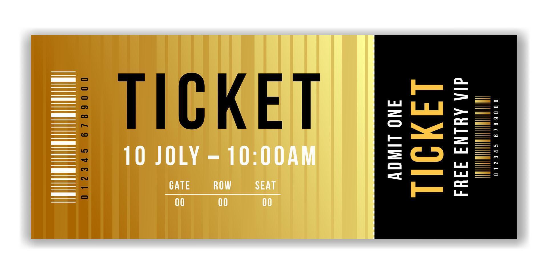 luxury event ticket template . minimal ticket design for entertainment show, event, boarding pass, cinema, theatre and concert. Ticket illustration vector