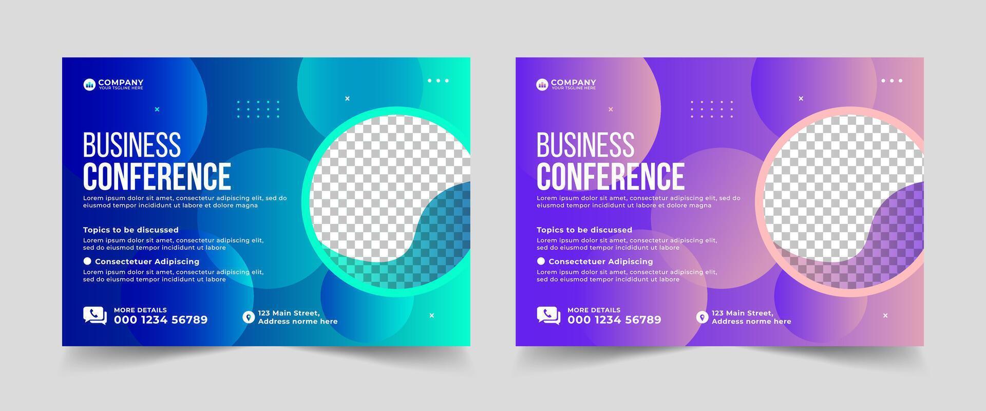 Corporate horizontal business conference flyer template. Editable modern flyer banner. Brochure, Template, Design, Flyer, Leaflet vector