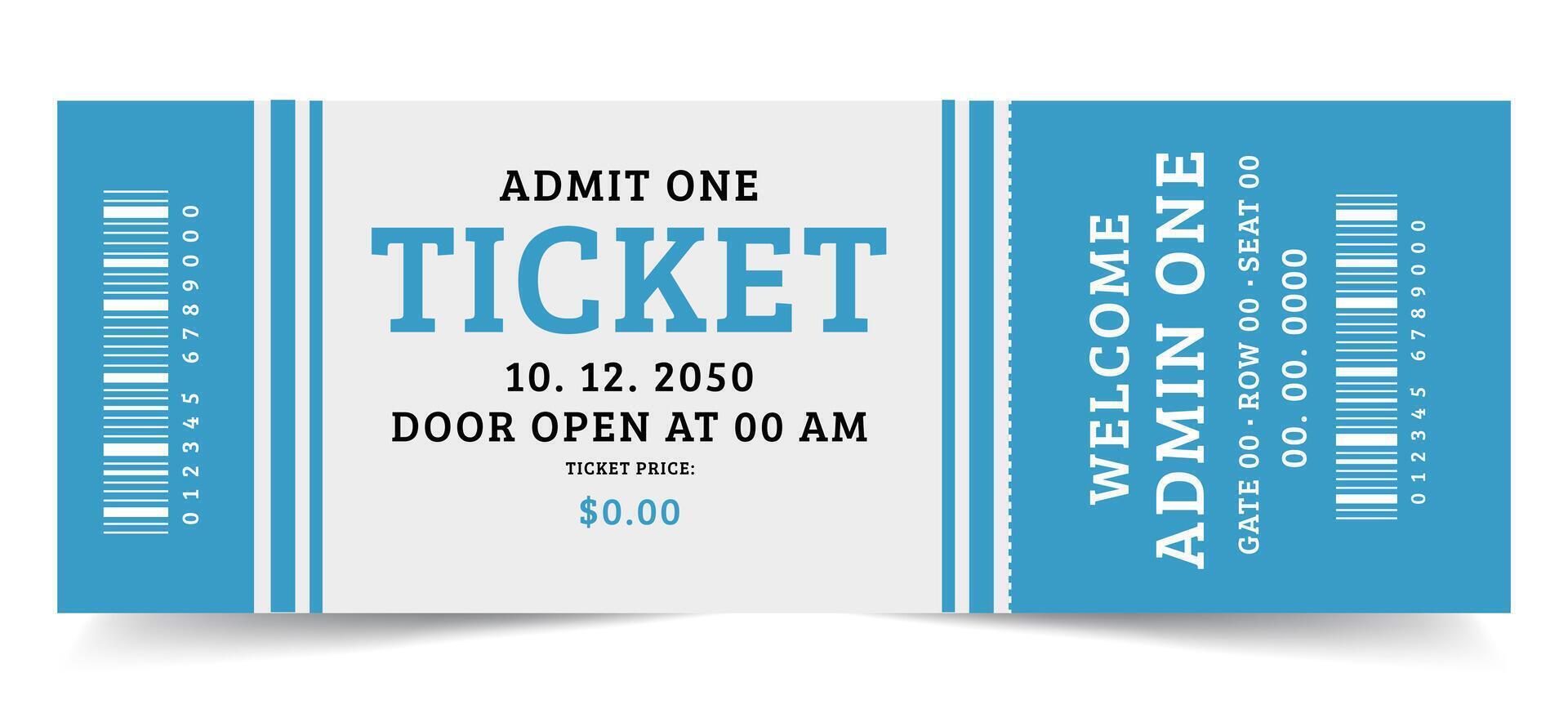 Admit one and Ticket sample. Cinema, theater, casino, concert, game, party, event, festival gold ticket, Invite ticket for casino club, Ticket illustration. vector