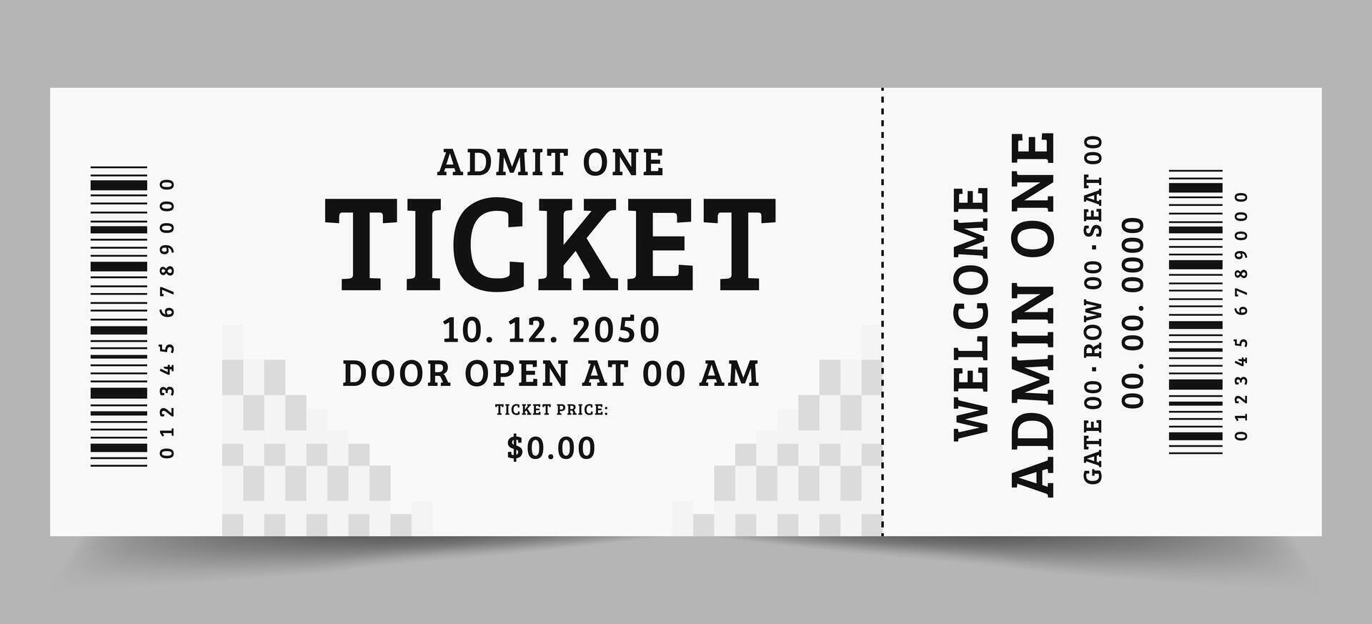 Realistic ticket template isolated on gray background. Simple ticket ...