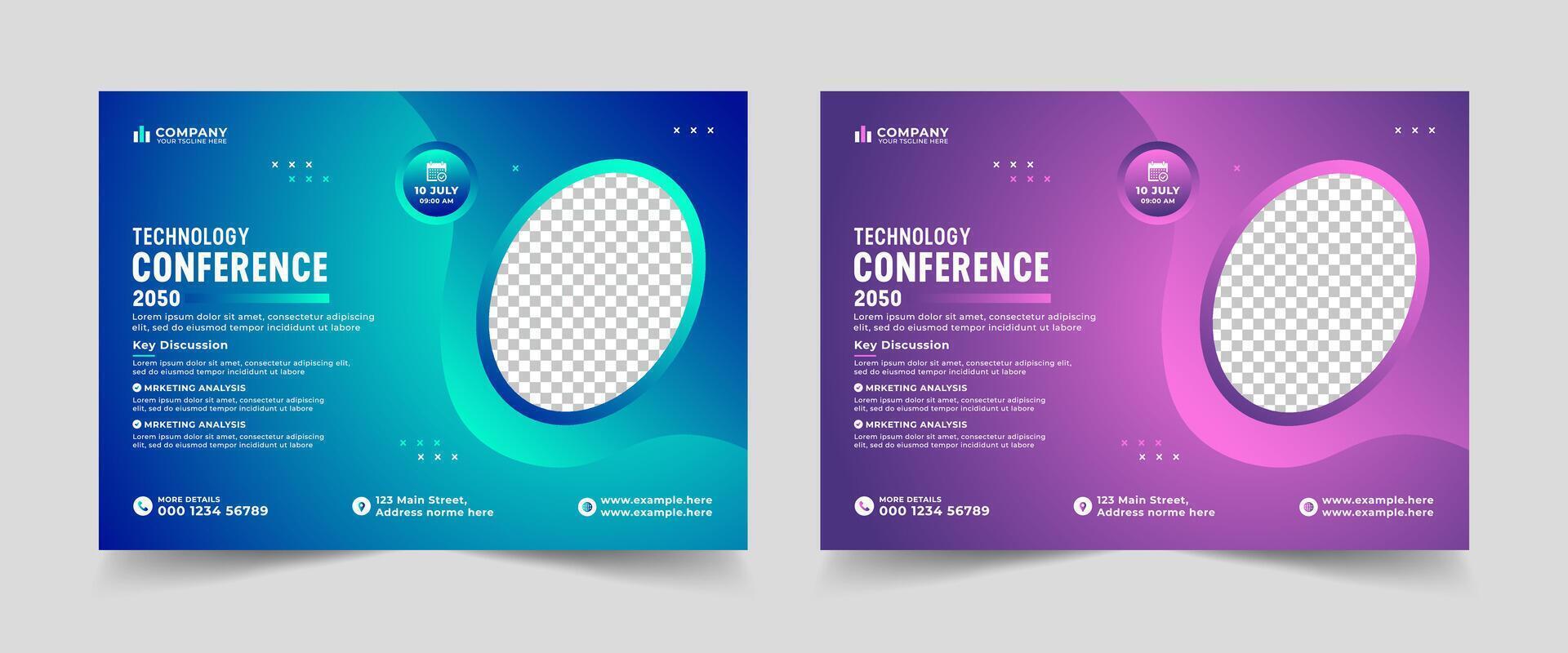 Abstract Business technology conference flyer and event invitation banner template design or corporate business workshop, Meeting and E-learning banner flyer vector