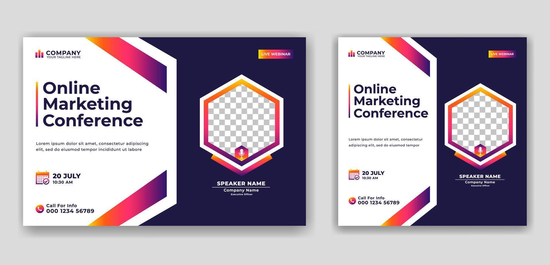 Business Conference live webinar banner invitation template. Live webinar online business conference flyer and social media post banner, Web banner template vector