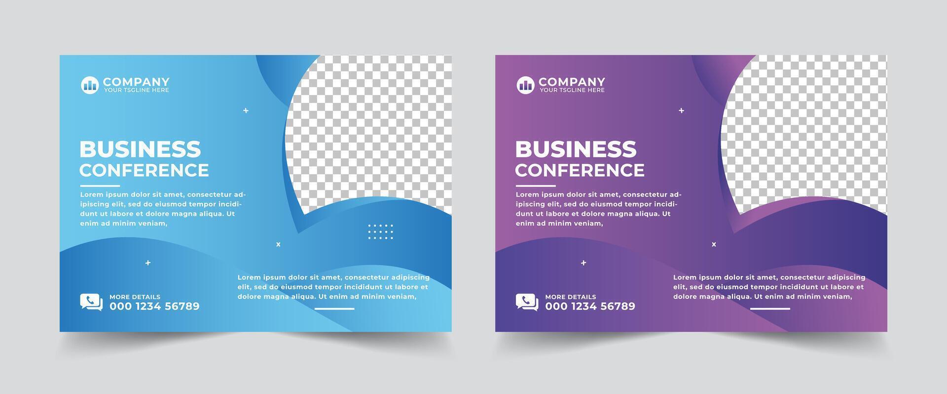 Creative technology conference webinar flyer template and business event banner invitation layout design. Technology conference social media banner layout, live webinar banner vector