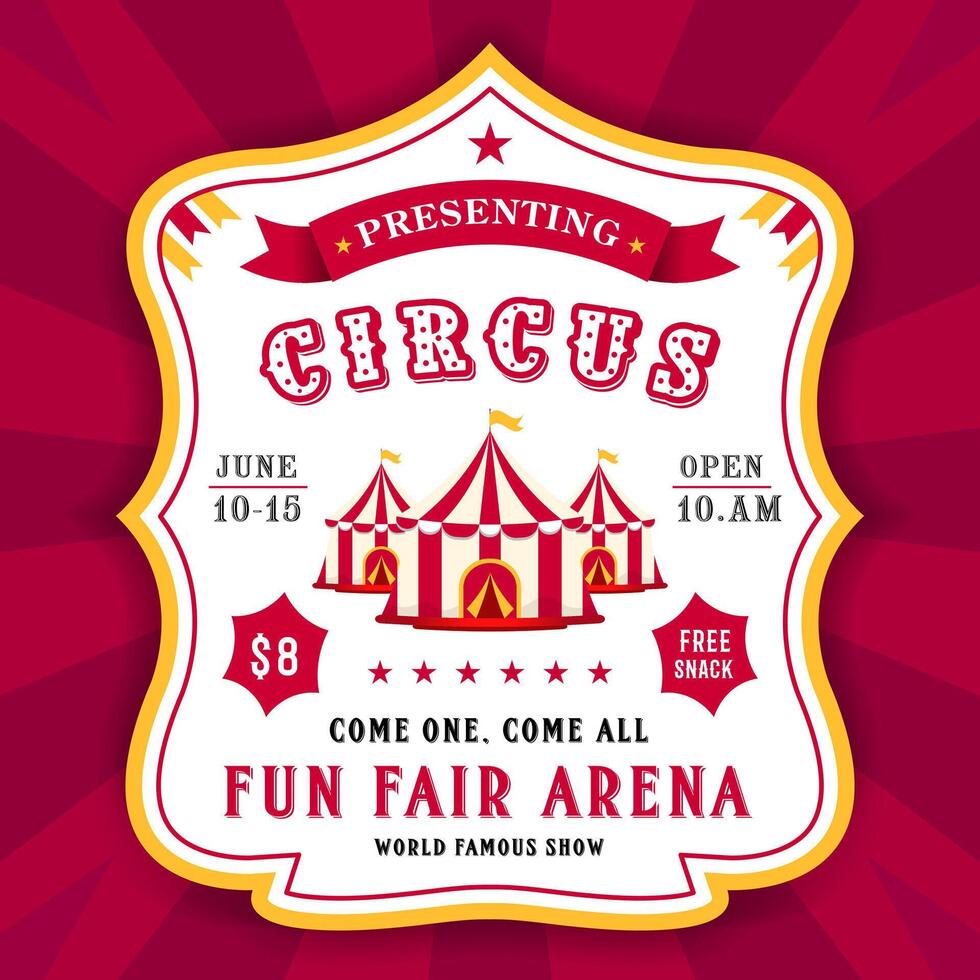 Retro circus poster, Circus invitation, Fun fair vector