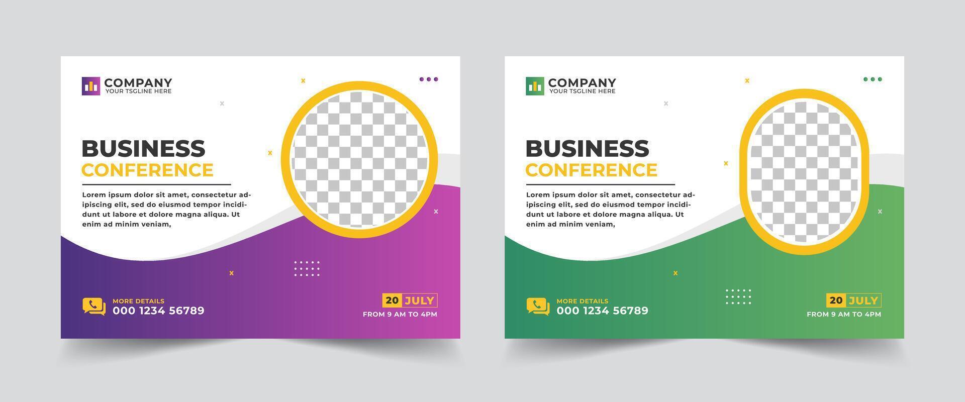 Corporate horizontal business conference flyer template, Business conference flyer design, conference event webinar vector