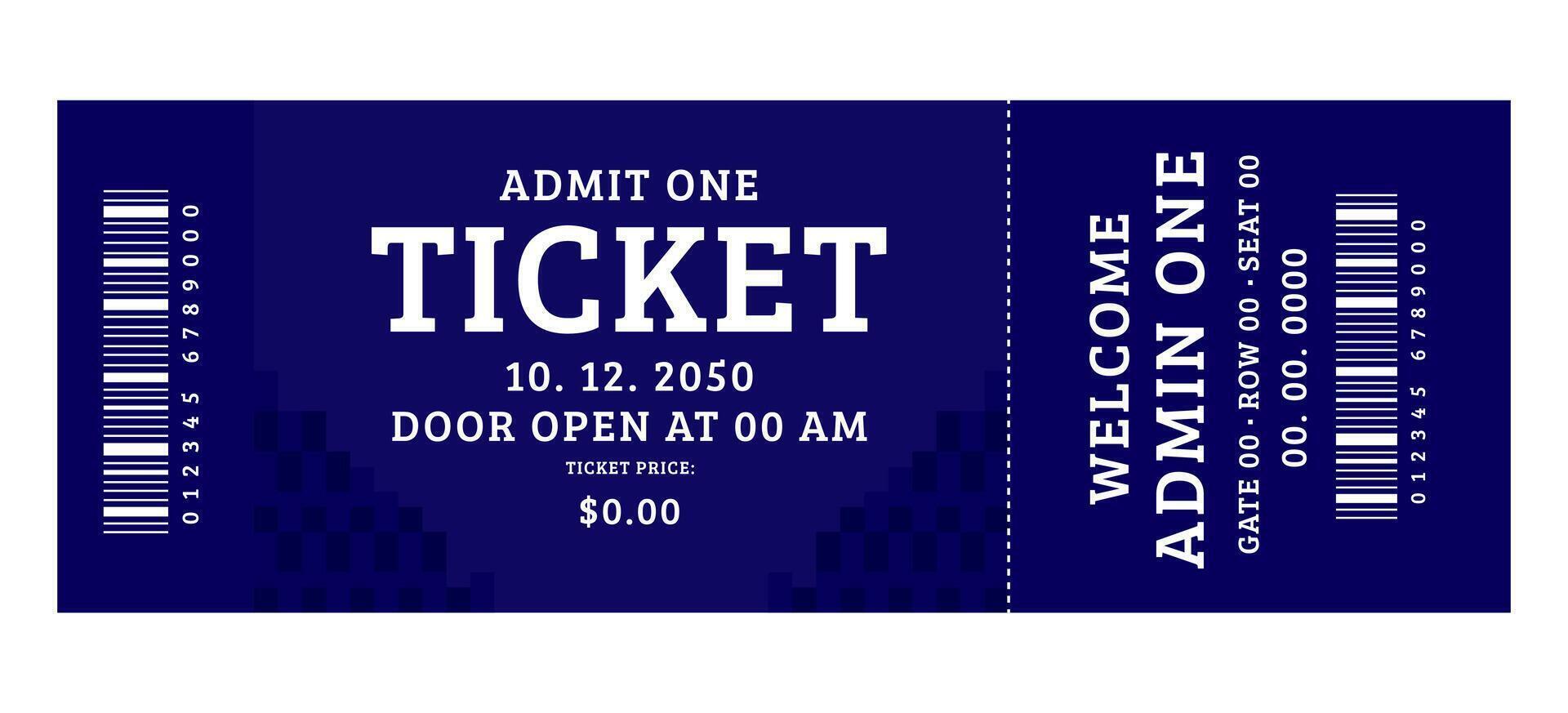 Admit one ticket design template. Concert, party or festival ticket design template. Ticket isolated on gray background vector