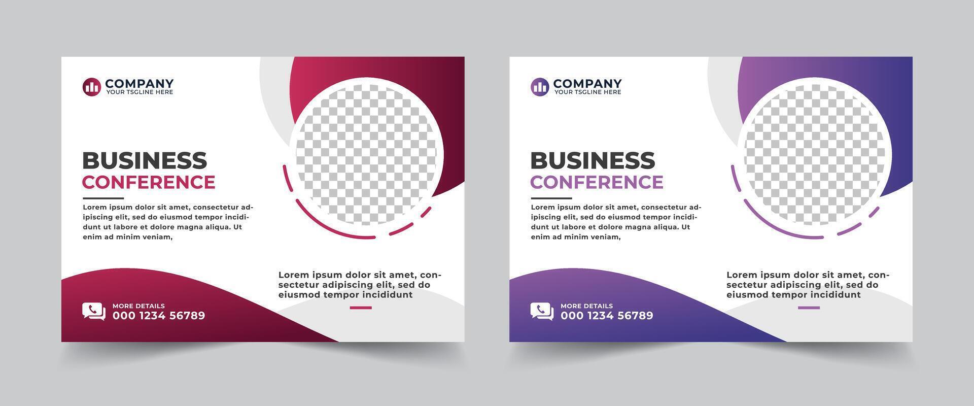 Creative technology conference event webinar flyer design template, Corporate horizontal business conference flyer template. vector