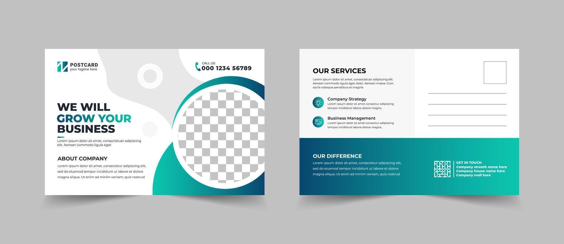 Corporate business company postcard template. EDDM Postcard Layout Design vector