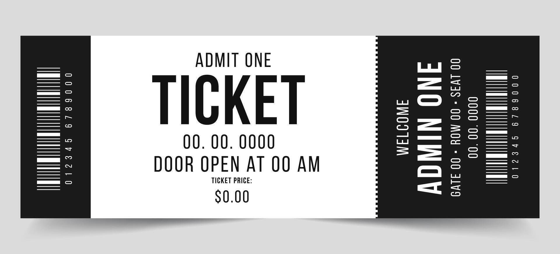 Ticket Admit One Template, Ticket illustration vector