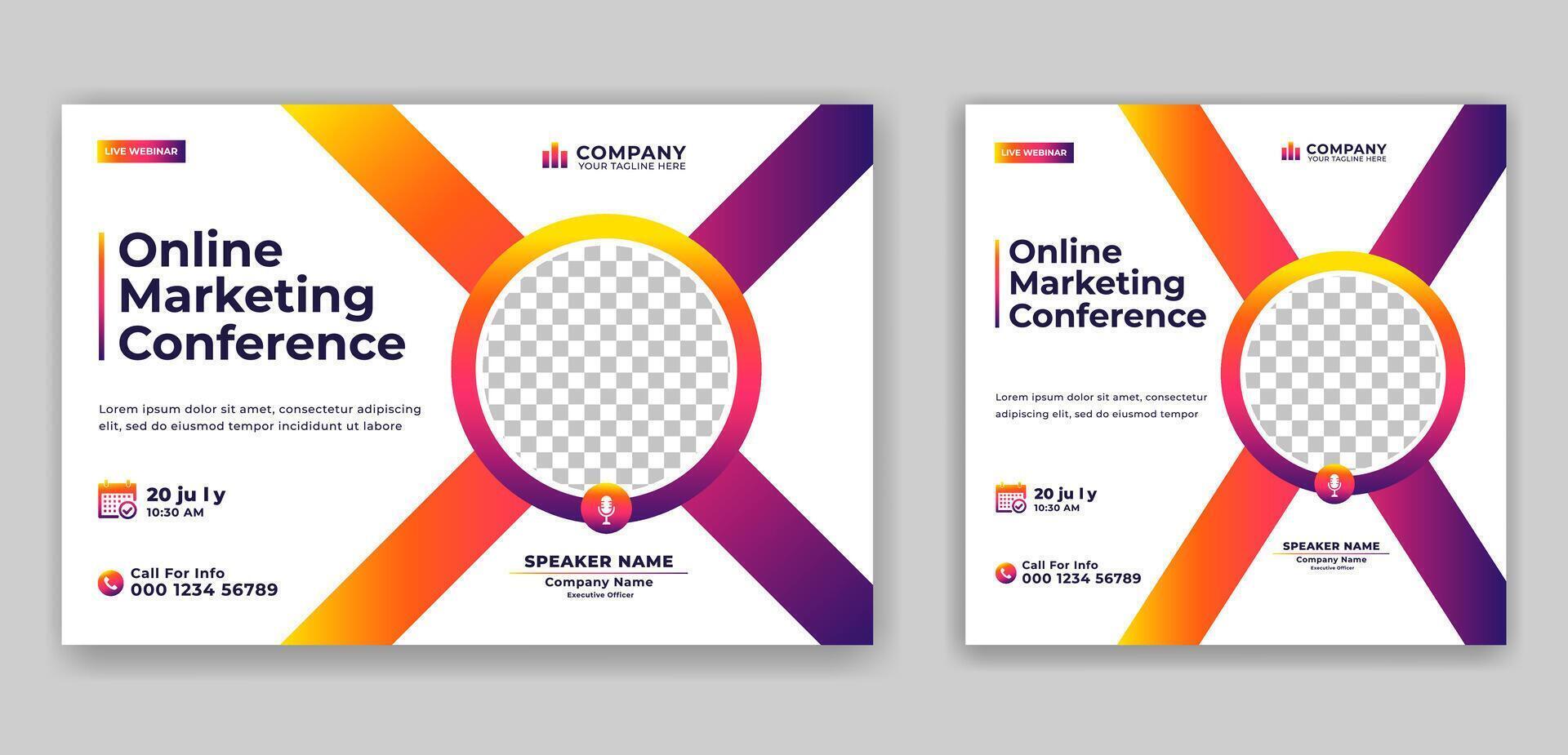 Business Conference live webinar banner template. Marketing Strategies live webinar banner invitation and social media post template. Business webinar invitation design vector