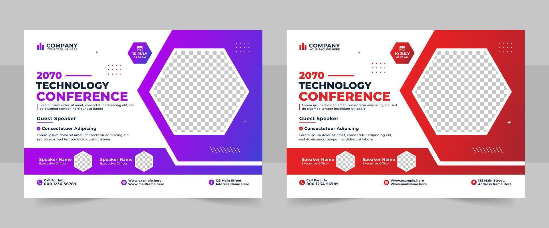 Corporate horizontal business conference flyer template, Annual corporate business workshop, meeting, training. Horizontal Conference flyer design template. vector