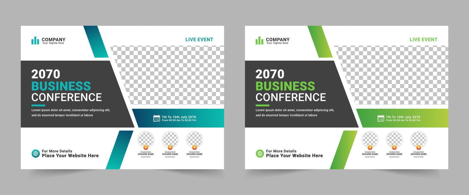 Creative horizontal business conference flyer template, Annual corporate business workshop, meeting, training, business webinar flyer template. vector