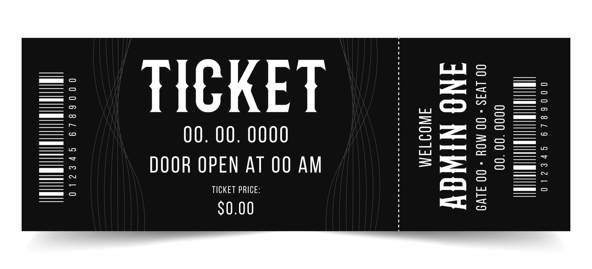Ticket isolated on white background. Admit one paper and ticket sample template vector
