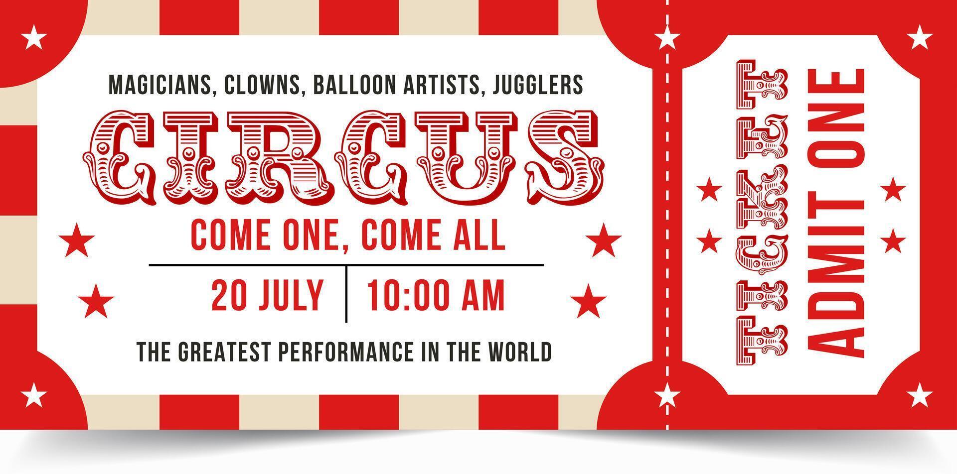 Circus Ticket Design Template. Circus Luxury Greeting Card illustration vector