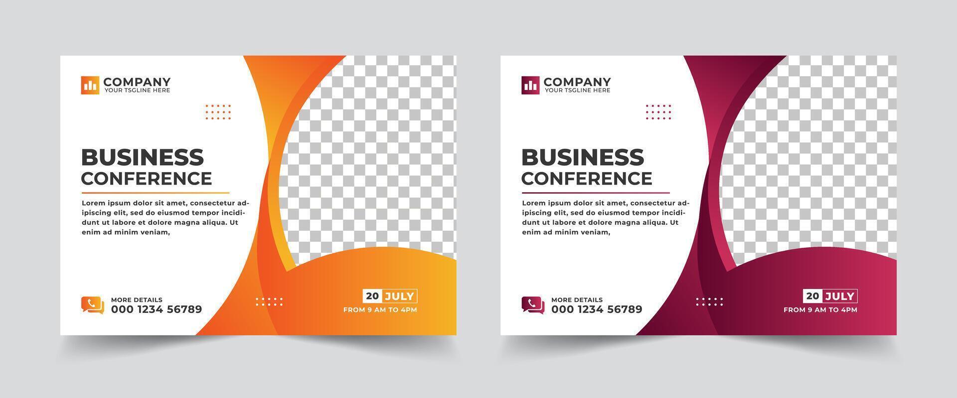 Corporate horizontal business conference flyer layout template in A4 size vector