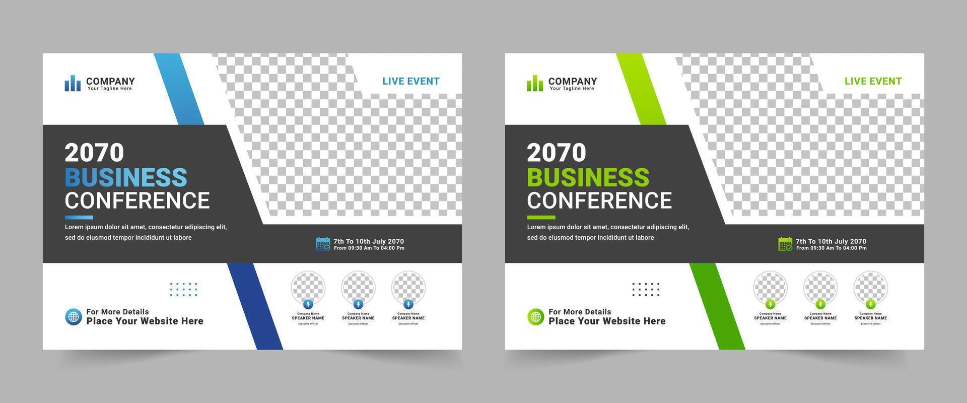 Horizontal online business conference flyer template or event conference social media banner layout design vector