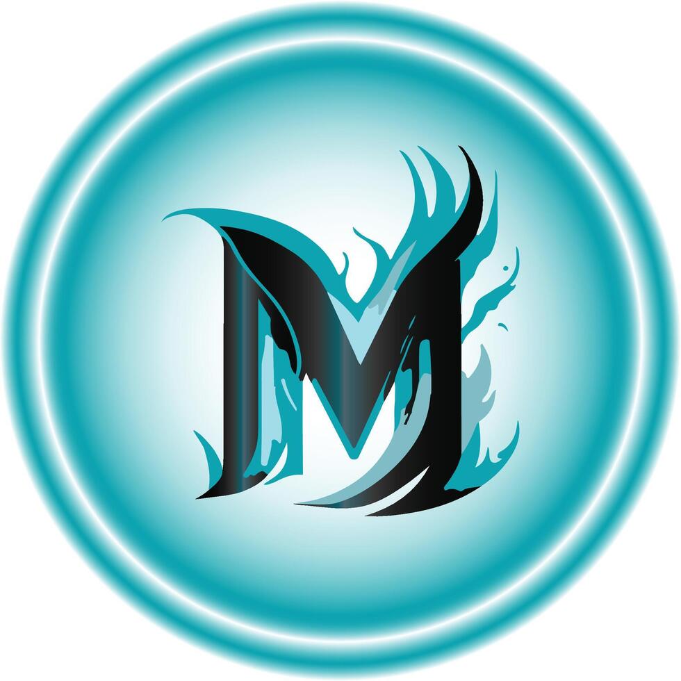 blue fire m logo vector
