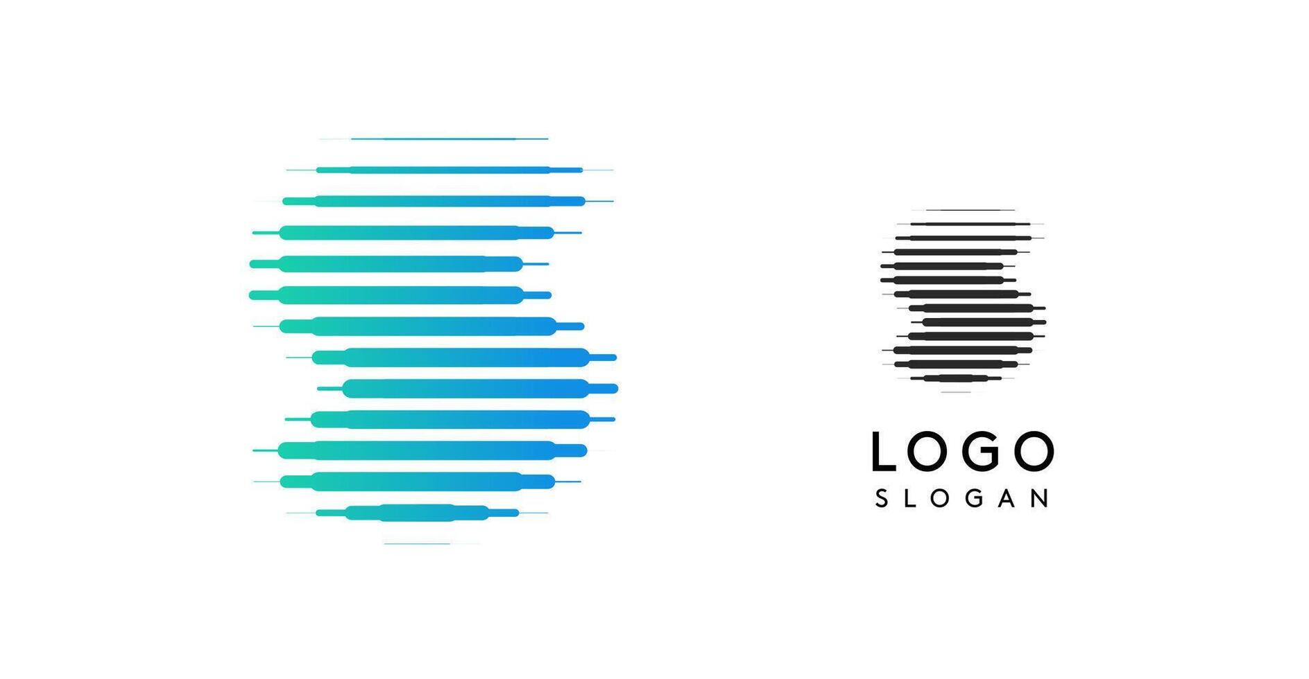 Abstract wide letter S, logo with horizontal gradient lines, dynamic gradient logotype for tech companies, software development, and innovative brands. illustration. vector