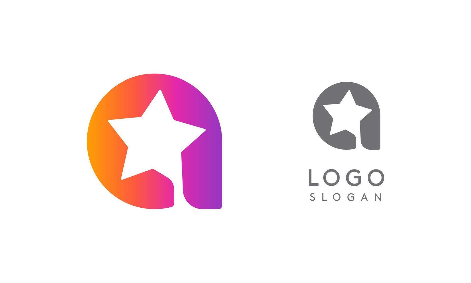 Letter a star, vibrant gradient colored logo for media, entertainment, technology, startup, social networking, communication, digital marketing industries. illustration vector