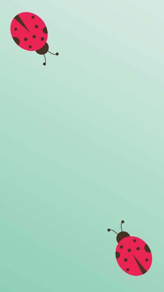 Vertical abstract background wih ladybirds with copy space vector
