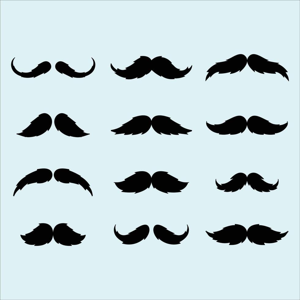 various types of mustaches vector