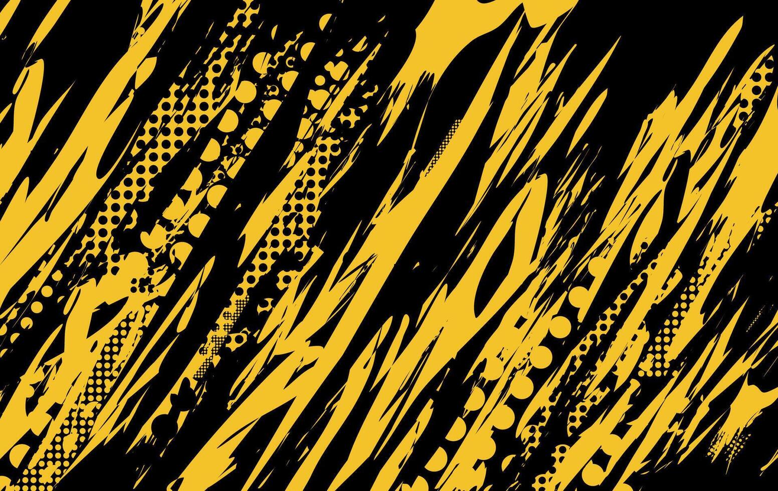 a black and yellow abstract background with brush and halftone vector