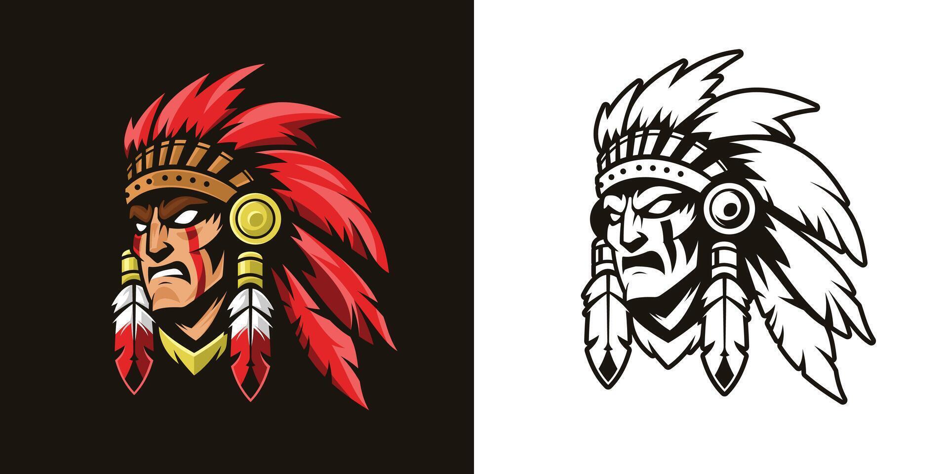 Apache Tribe Chief Mascot Illustration vector