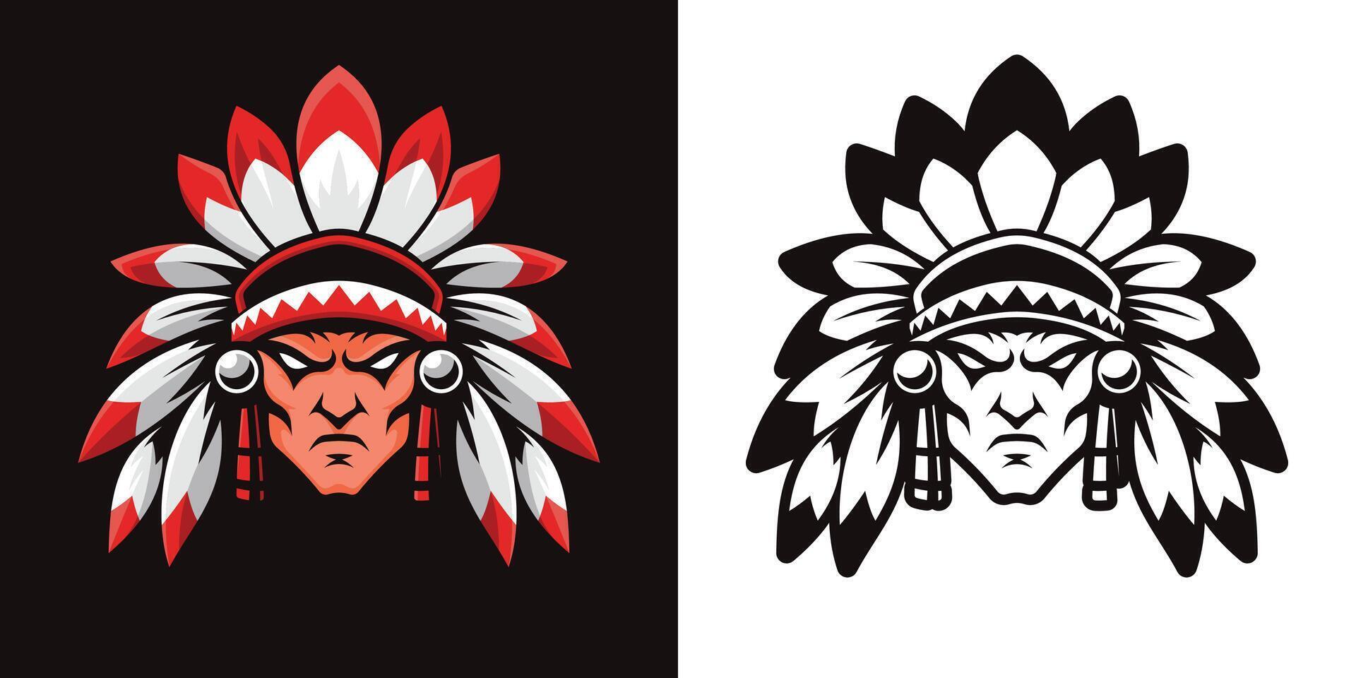 Apache Tribe Chief Mascot Illustration vector