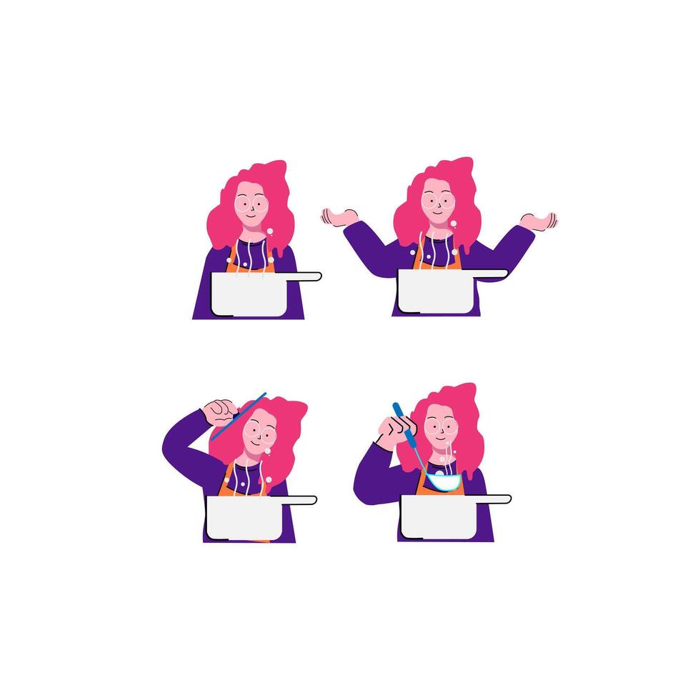 A girl is cooking in a pot vector