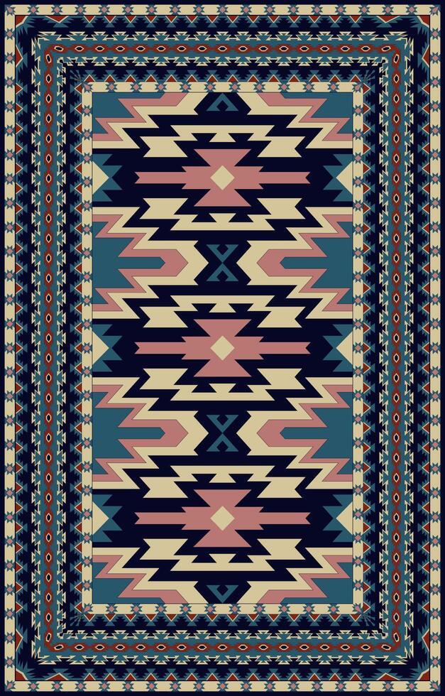 Navajo home decorating rugs, traditional colorful geometric patterns. vector