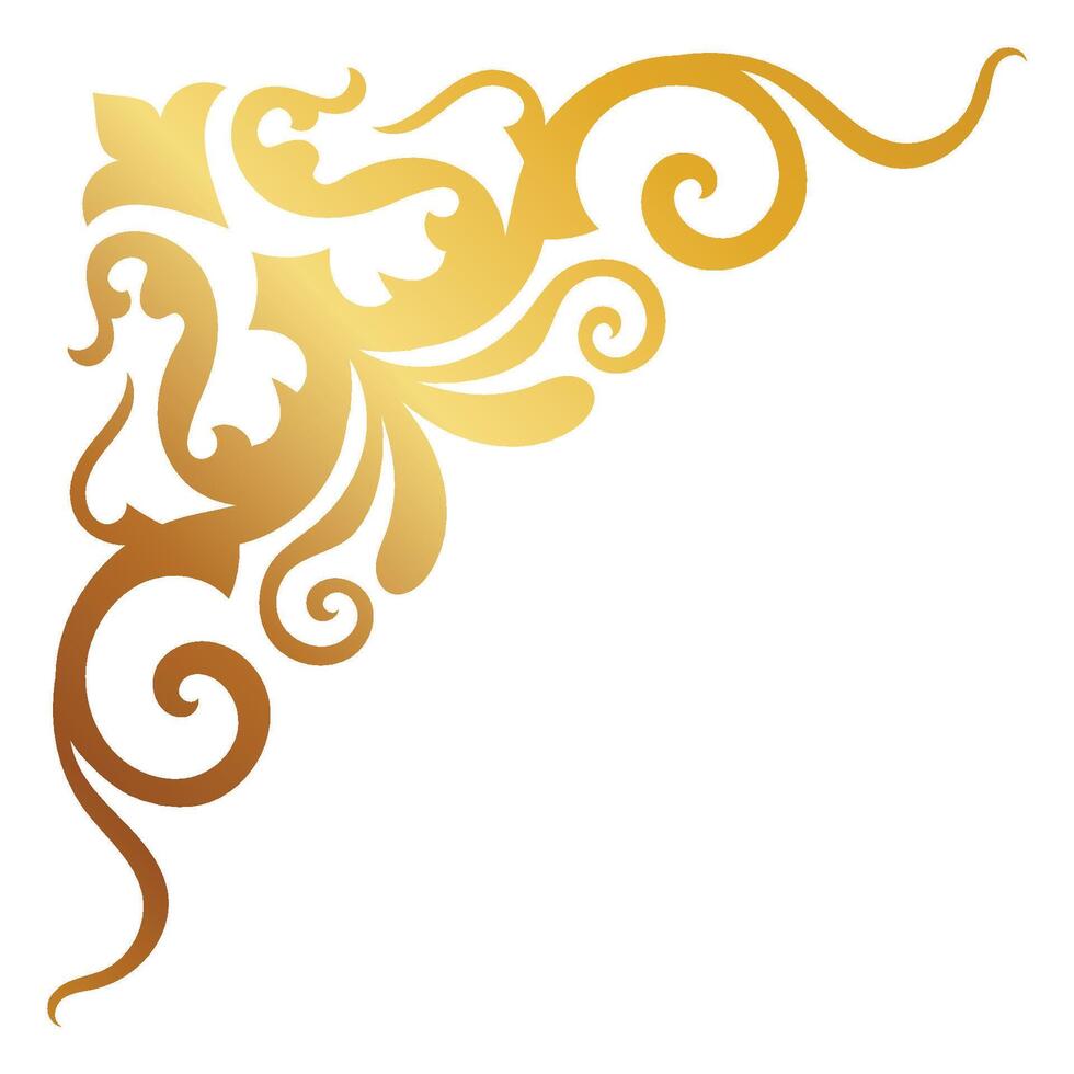 Elegant gold corners, vintage style, beautiful, intricate scrolling wood. vector