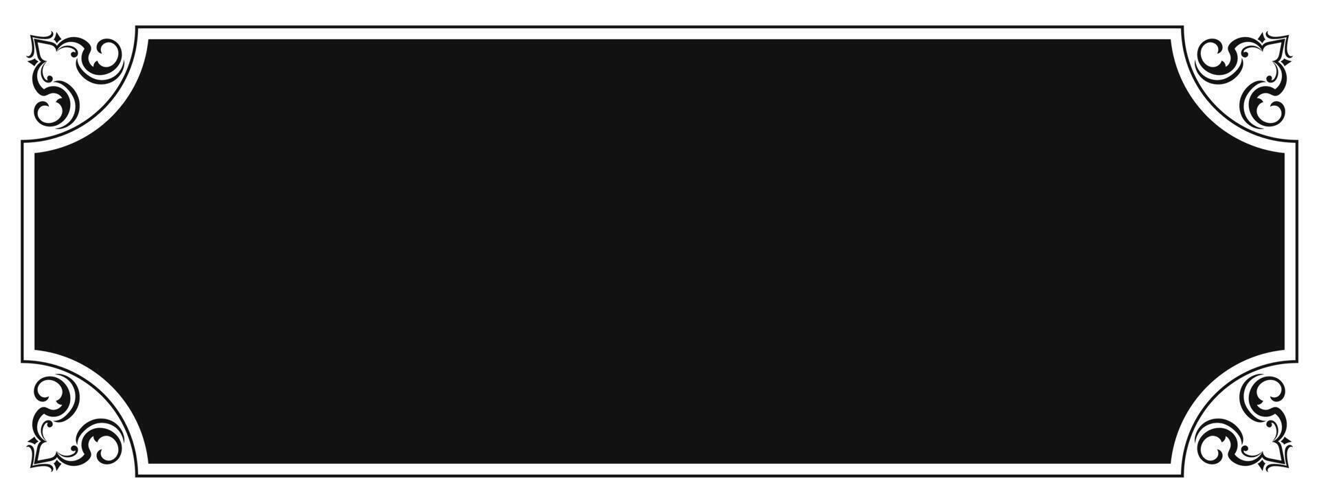 Elegant Black and White Border Frame A classic and timeless design, this decorative border frame features a black background with a white intricate border, offering a sophisticated and elegant touch vector