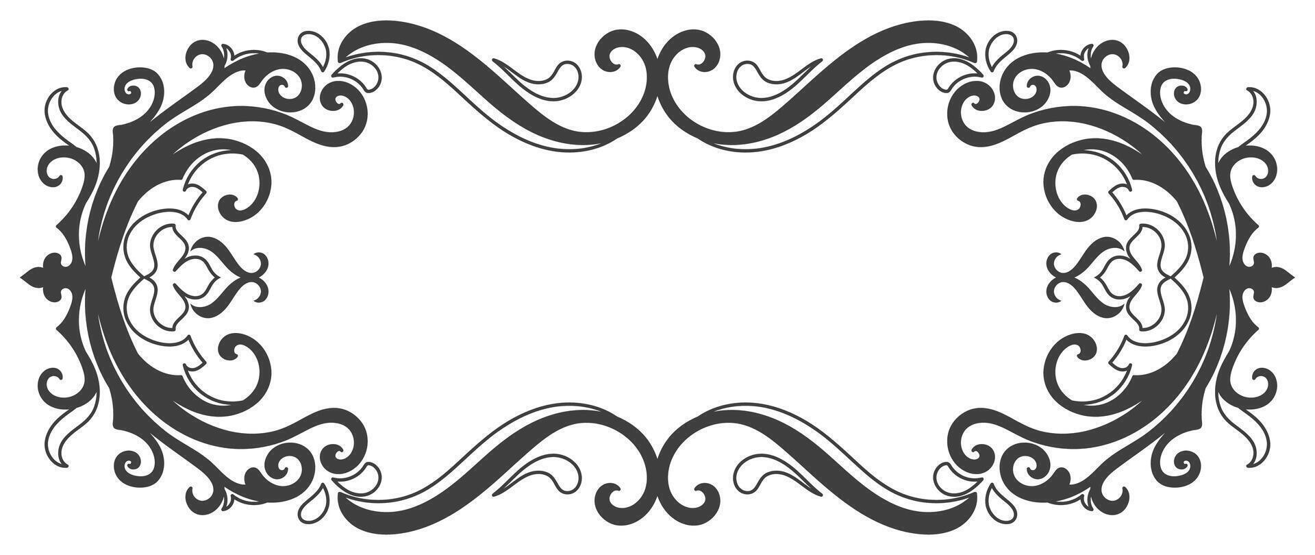 Elegant, intricate, beautiful black classic vintage frame for cards. vector