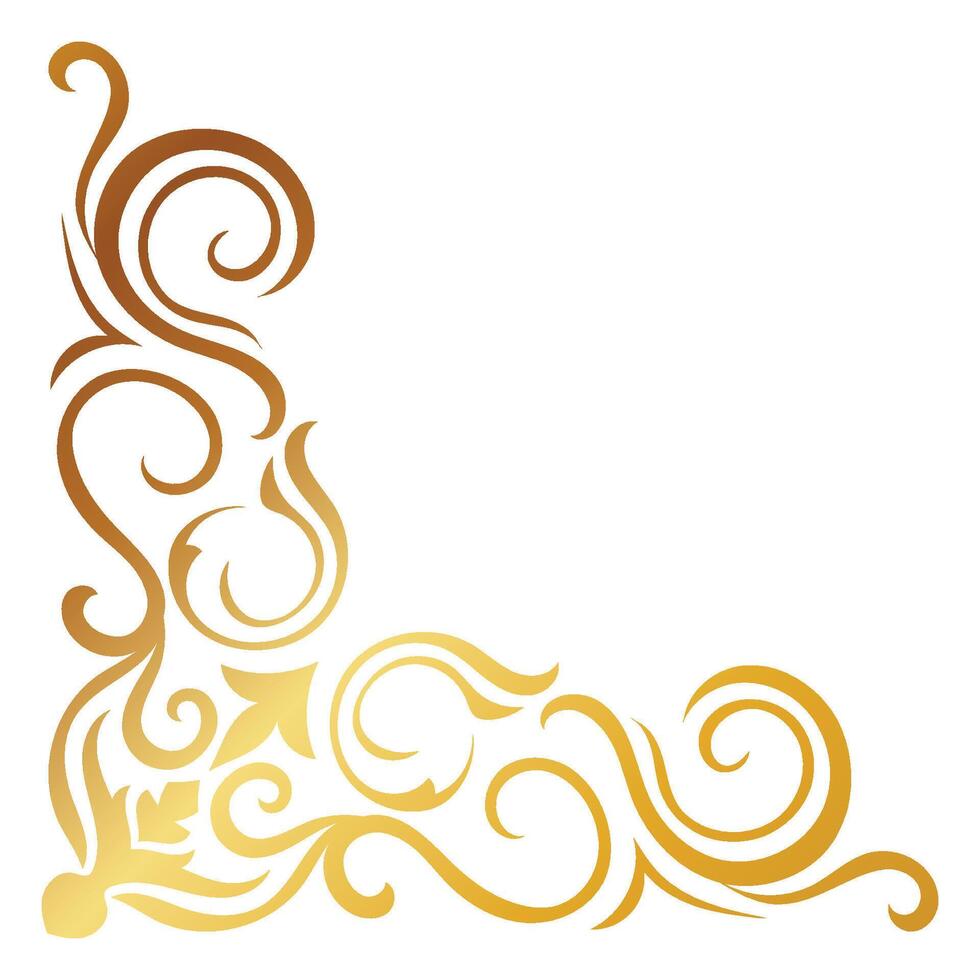 Elegant gold corners, vintage style, beautiful, intricate scrolling wood. vector