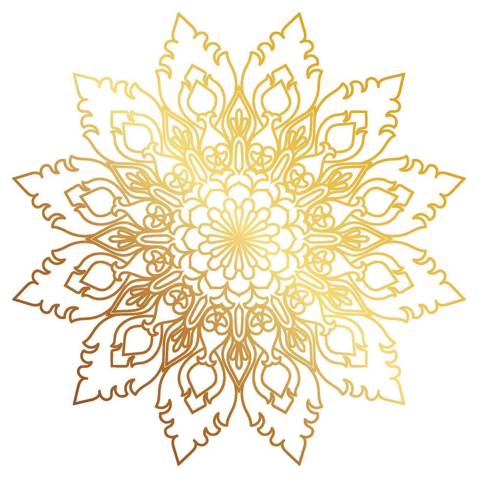 Golden Mandala Design delicate and intricate golden mandala pattern, radiating a sense of peace and spiritual harmony. Perfect for meditation, yoga, or spiritual practices. vector