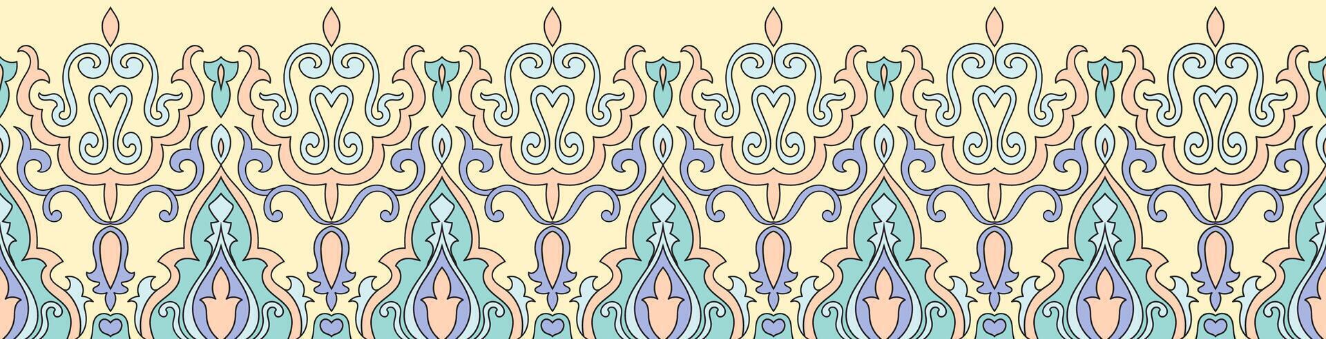 Intricate Floral Border Design A delicate and intricate floral border design in pastel hues. Perfect for adding a touch of elegance and sophistication to any project. vector