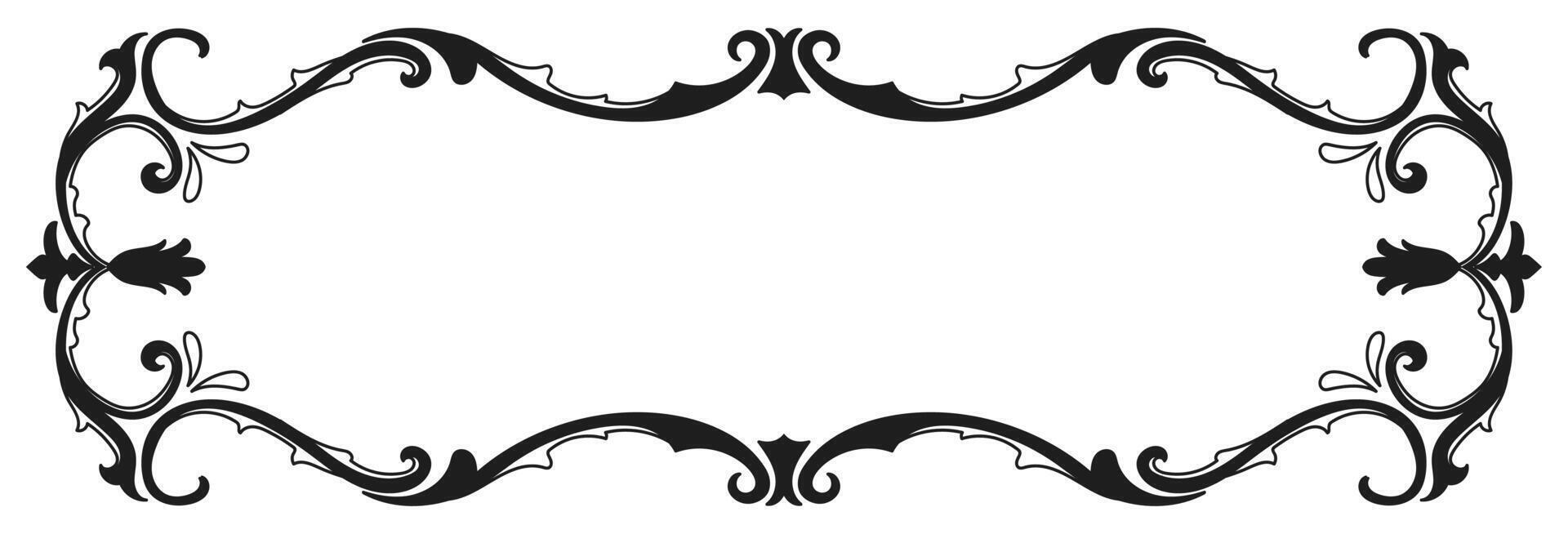 Elegant, intricate, beautiful black classic vintage frame for cards. vector