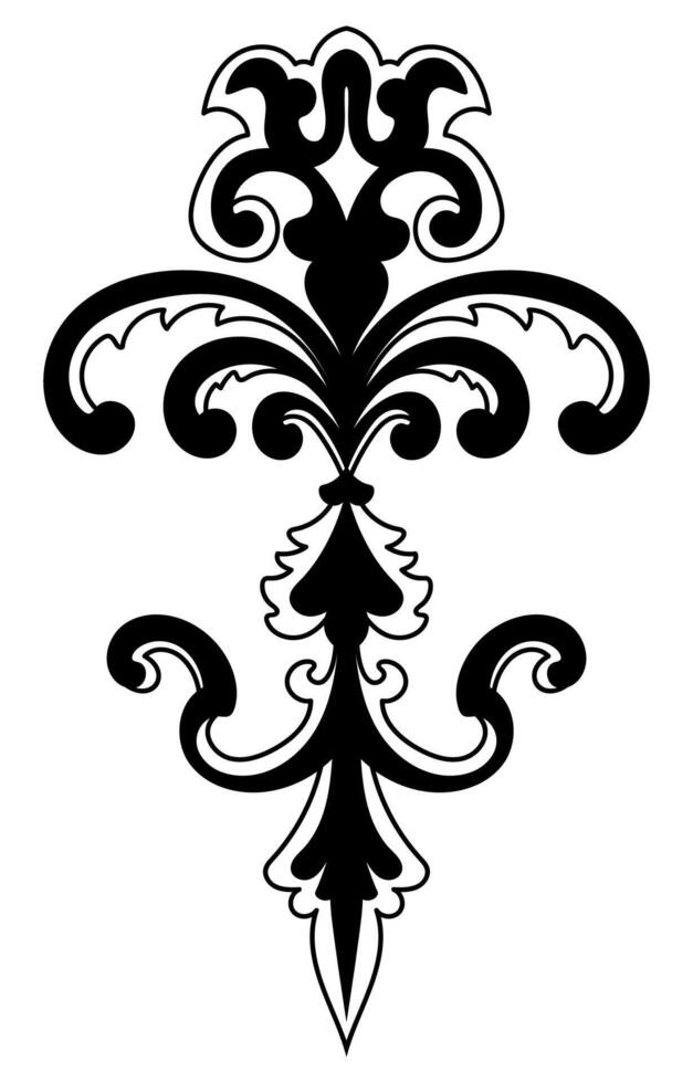 Black and White Flourish An elegant, intricate floral design in stark black and white, perfect for vintage or modern projects. vector